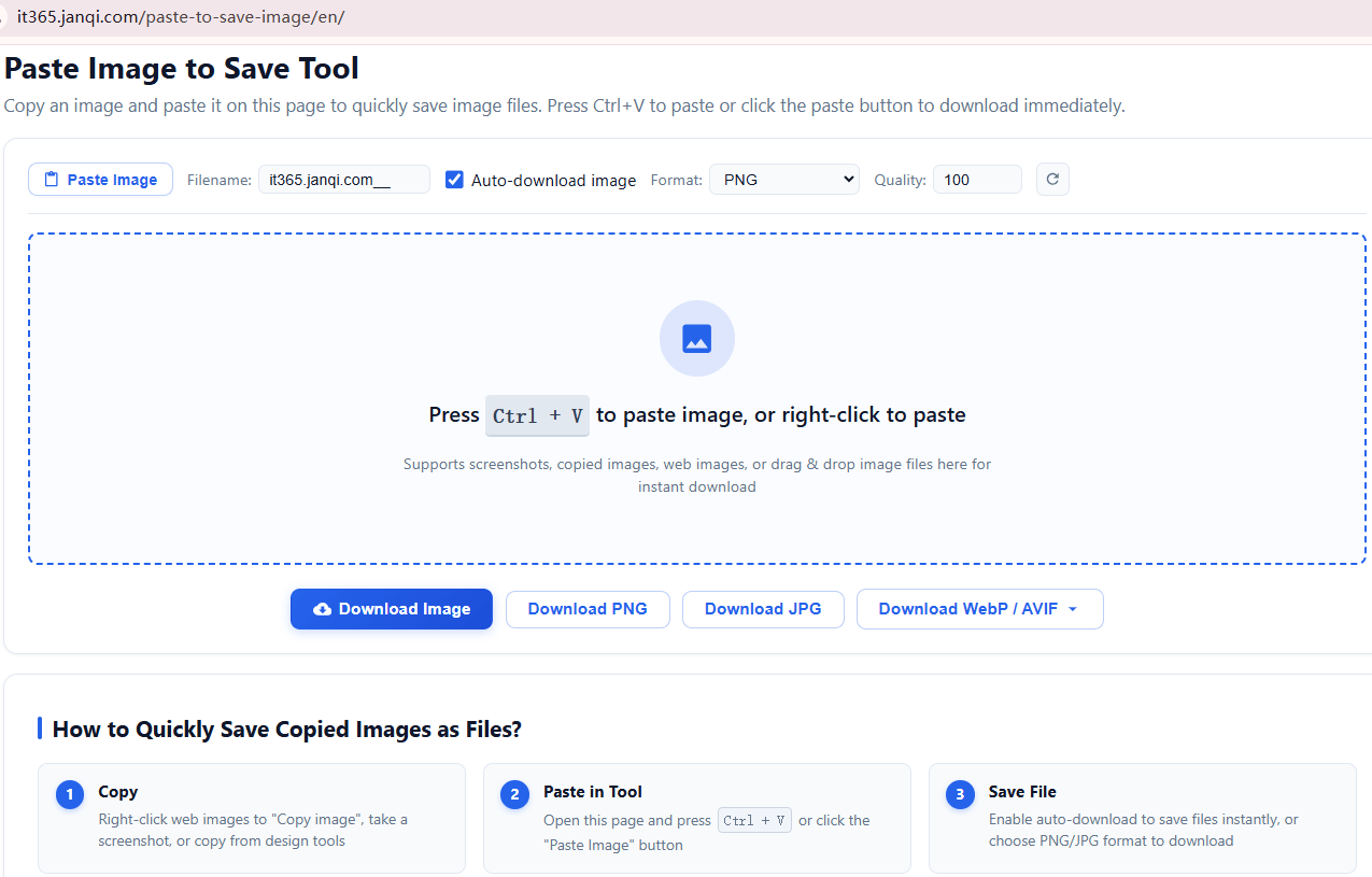 Quickly paste clipboard image to folder or desktop - it365 Tools